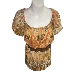 Vintage Studio 1940 Women's Top Size 18/20 Boho Abstract Short Sleeve Blouse